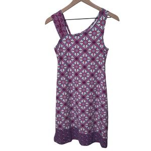 Title Nine Womens XS Sleeveless‎ One Shoulder Dress Pink Purple Geometric